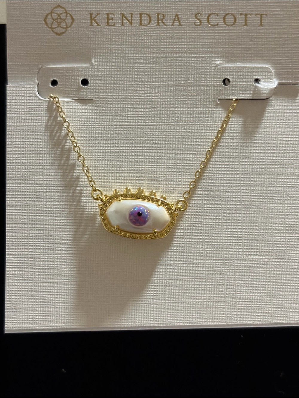 Kendra Scott Gold-tone Evil Eye Necklace with White and Purple Accent